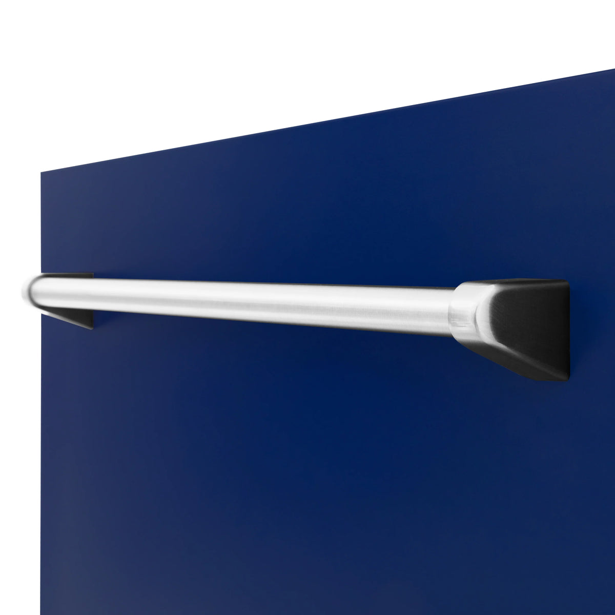 Blue gloss dishwasher door handle bar with dark end caps