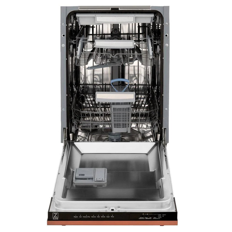 ZLINE 18-Inch Tallac Series 3rd Rack Top Control Dishwasher in Copper with Stainless Steel Tub, 51dBa (DWV-C-18)