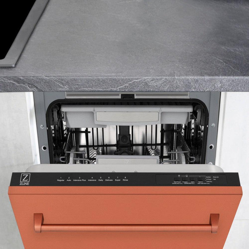 ZLINE 18-Inch Tallac Series 3rd Rack Top Control Dishwasher in Copper with Stainless Steel Tub, 51dBa (DWV-C-18)