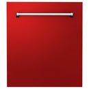 ZLINE 24-Inch Tallac Series 3rd Rack Dishwasher in Red Matte with Stainless Steel Tub, 51dBa (DWV-RM-24)