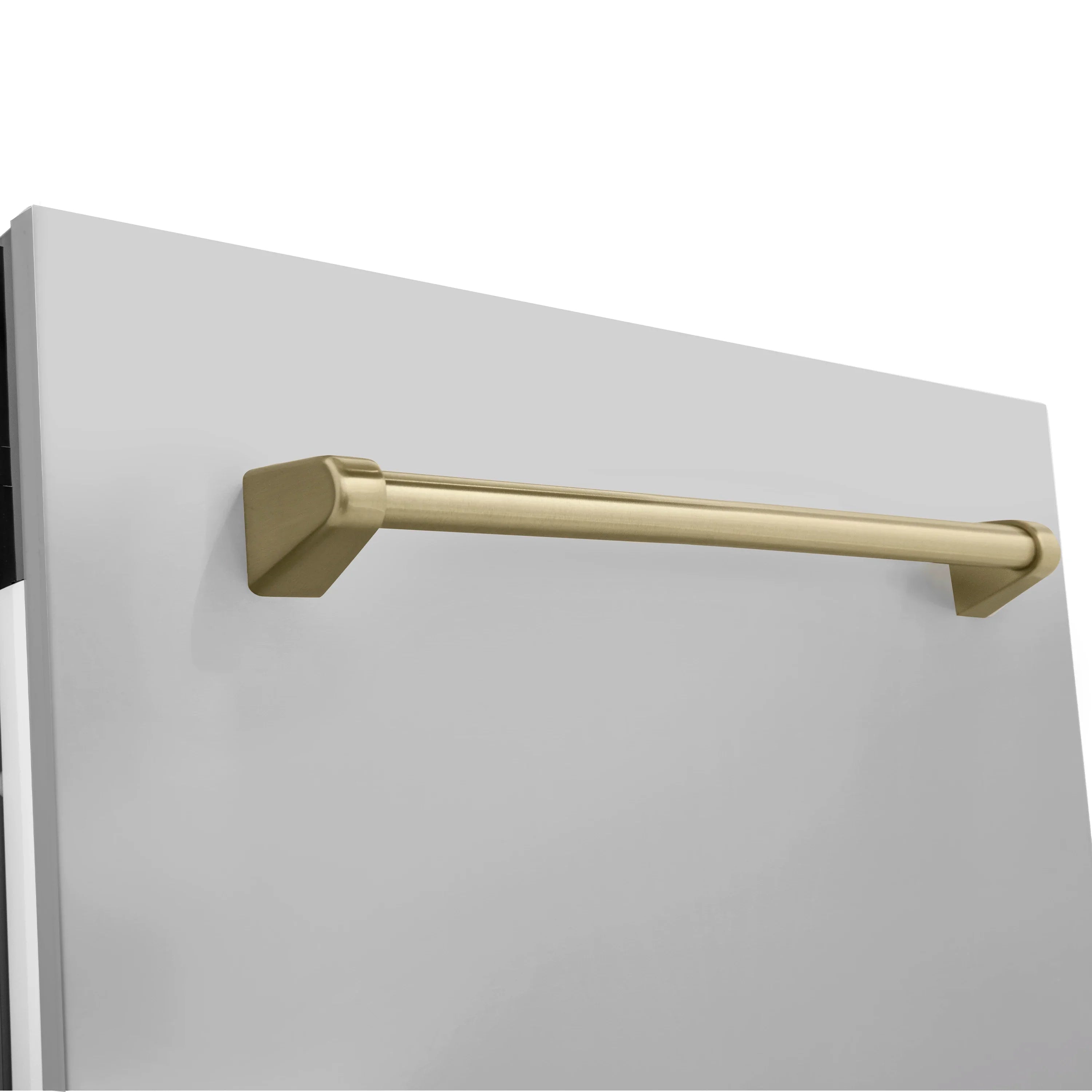 Champagne bronze range handle on stainless oven door