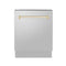 ZLINE Autograph Edition 24-Inch 3rd Rack Top Control Tall Tub Dishwasher in Stainless Steel with Gold Handle, 51dBa (DWVZ-304-24-G)