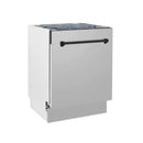 ZLINE 3-Piece Appliance Package - 30-Inch Legacy Autograph Dual Fuel Range, 36-Inch French Door Refrigerator with Water Dispenser, Dishwasher, in Stainless Steel with Matte Black Accents