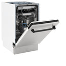 ZLINE Autograph Edition 18-Inch Compact 3rd Rack Top Control Dishwasher in Stainless Steel with Matte Black Handle, 51dBa (DWVZ-304-18-MB)