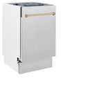 ZLINE Autograph Edition 18-Inch Compact 3rd Rack Top Control Dishwasher in Satin Stainless Steel with Champagne Bronze Handle, 51dBa (DWVZ-SN-18-CB)