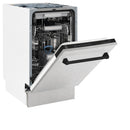 ZLINE Autograph Edition 18-Inch Compact 3rd Rack Top Control Dishwasher in Satin Stainless Steel with Matte Black Handle, 51dBa (DWVZ-SN-18-MB)