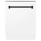 ZLINE Autograph Edition 24-Inch 3rd Rack Top Control Tall Tub Dishwasher in White Matte with Matte Black Handle, 51dBa (DWVZ-WM-24-MB)