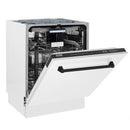 ZLINE Autograph Edition 24-Inch 3rd Rack Top Control Tall Tub Dishwasher in White Matte with Matte Black Handle, 51dBa (DWVZ-WM-24-MB)