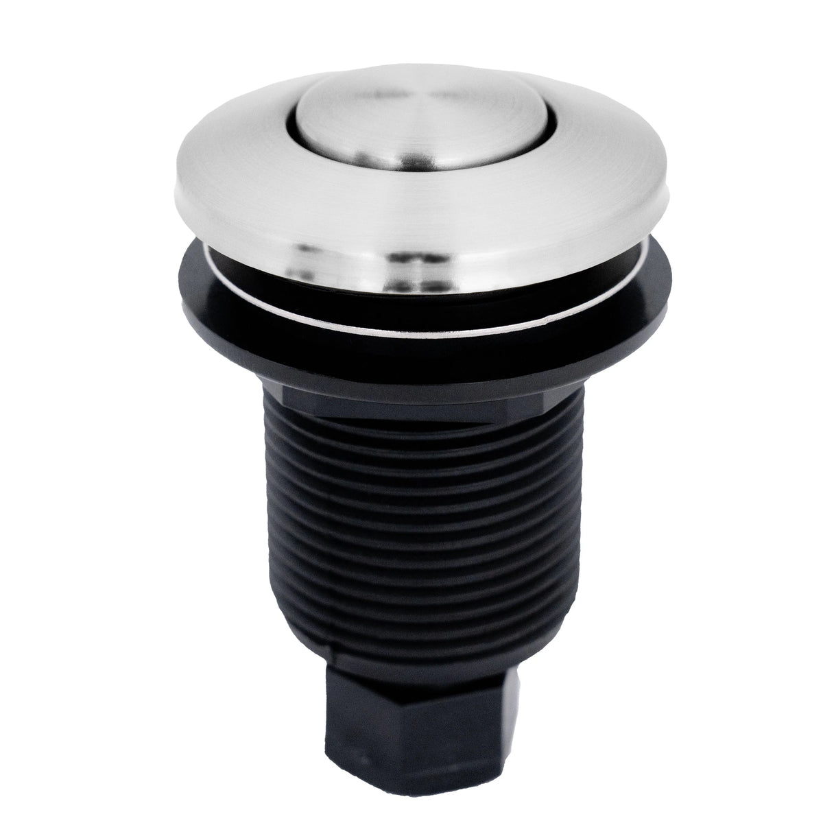 Chrome garbage disposal air switch button with black recessed center
