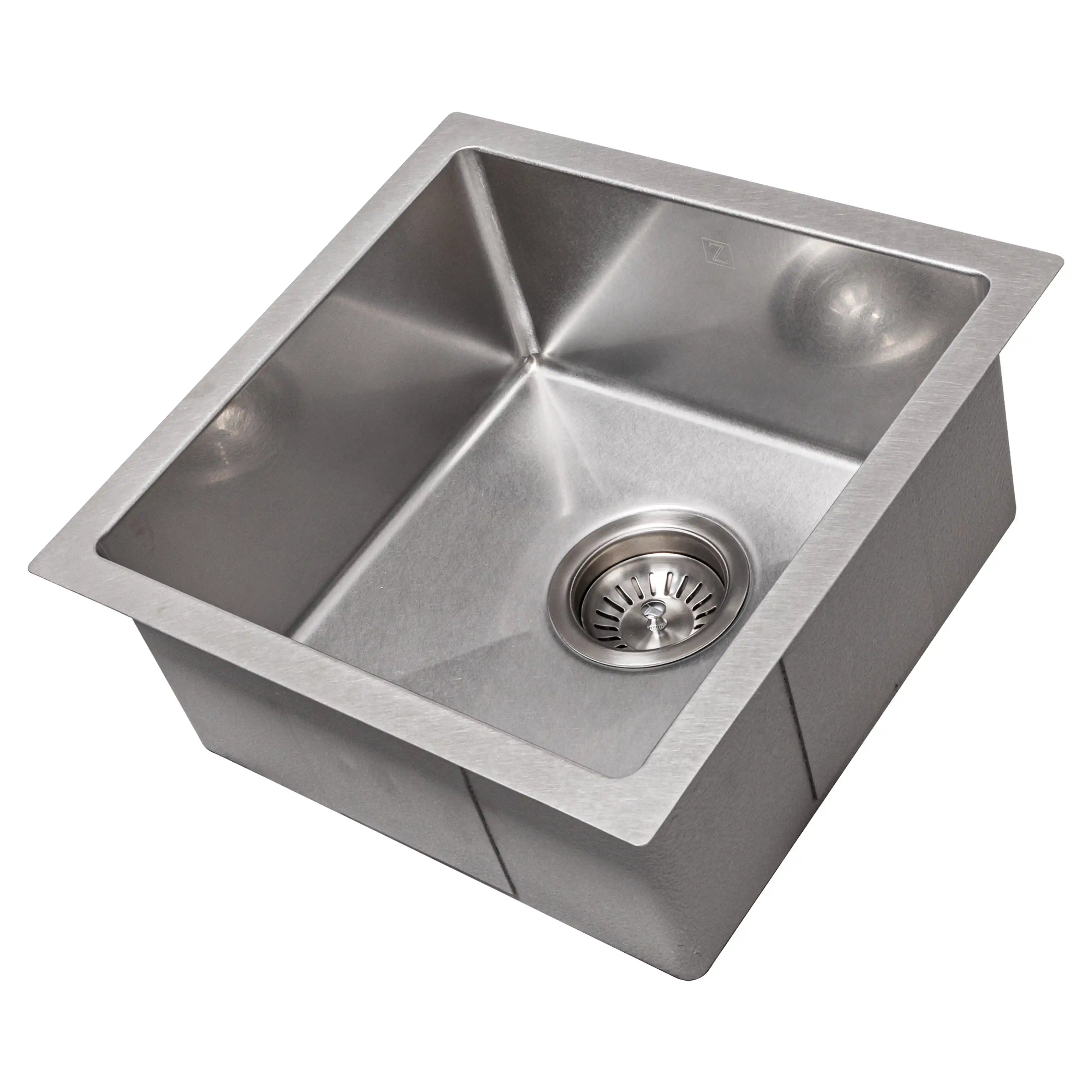Stainless steel single-bowl undermount sink with round drain opening