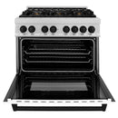 ZLINE Legacy Series Autograph Edition 36-inch Dual Fuel Range with Gas Stove and 4.6 Cu. Ft. Electric Oven in Fingerprint Resistant Satin Stainless Steel with White Matte Door and Matte Black Accents (RASZ-WM-36-MB)
