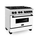 ZLINE Legacy Series Autograph Edition 36-inch Dual Fuel Range with Gas Stove and 4.6 Cu. Ft. Electric Oven in Fingerprint Resistant Satin Stainless Steel with White Matte Door and Matte Black Accents (RASZ-WM-36-MB)