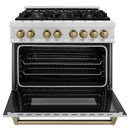 ZLINE Legacy Series Autograph Edition 36-inch Dual Fuel Range with Gas Stove and 4.6 Cu. Ft. Electric Oven in Fingerprint Resistant Satin Stainless Steel with Champagne Bronze Accents (RASZ-SN-36-CB)