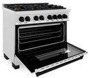 ZLINE Legacy Series Autograph Edition 36-inch Dual Fuel Range with Gas Stove and 4.6 Cu. Ft. Electric Oven in Fingerprint Resistant Satin Stainless Steel with Matte Black Accents (RASZ-SN-36-MB)