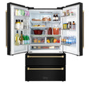 ZLINE Autograph 36-Inch Counter-Depth Refrigerator in Black Stainless Steel and Bronze Helix Handles (RFMZ-36-BS-KCB)