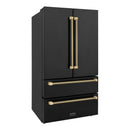 ZLINE Autograph 36-Inch Counter-Depth Refrigerator in Black Stainless Steel and Bronze Helix Handles (RFMZ-36-BS-KCB)