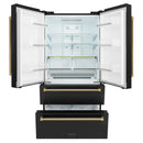 ZLINE Autograph 36-Inch Counter-Depth Refrigerator in Black Stainless Steel and Gold Helix Handles (RFMZ-36-BS-KG)