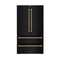 ZLINE Autograph 36-Inch Counter-Depth Refrigerator in Black Stainless Steel and Gold Helix Handles (RFMZ-36-BS-KG)