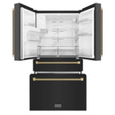 ZLINE Autograph 36-Inch Counter-Depth Fridge w/ Water Dispenser in Black Stainless Steel & Bronze Helix Handles (RFMZ-W36-BS-KCB)