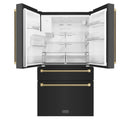 ZLINE Autograph 36-Inch Counter-Depth Fridge w/ Water Dispenser in Black Stainless Steel & Bronze Helix Handles (RFMZ-W36-BS-KCB)