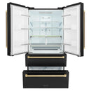 ZLINE 3-Piece Appliance Package - 48-Inch Dual Fuel Range, Refrigerator, and Dishwasher in Black Stainless Steel with Champagne Bronze Accents