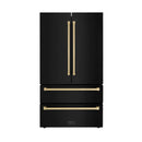 ZLINE 3-Piece Appliance Package - 36-Inch Dual Fuel Range, Refrigerator, and Dishwasher in Black Stainless Steel with Champagne Bronze Accents