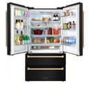 ZLINE 5-Piece Appliance Package - 30-Inch Dual Fuel Range, Hood, Refrigerator, Dishwasher, and Microwave Drawer in Black Stainless Steel with Champagne Bronze Accents