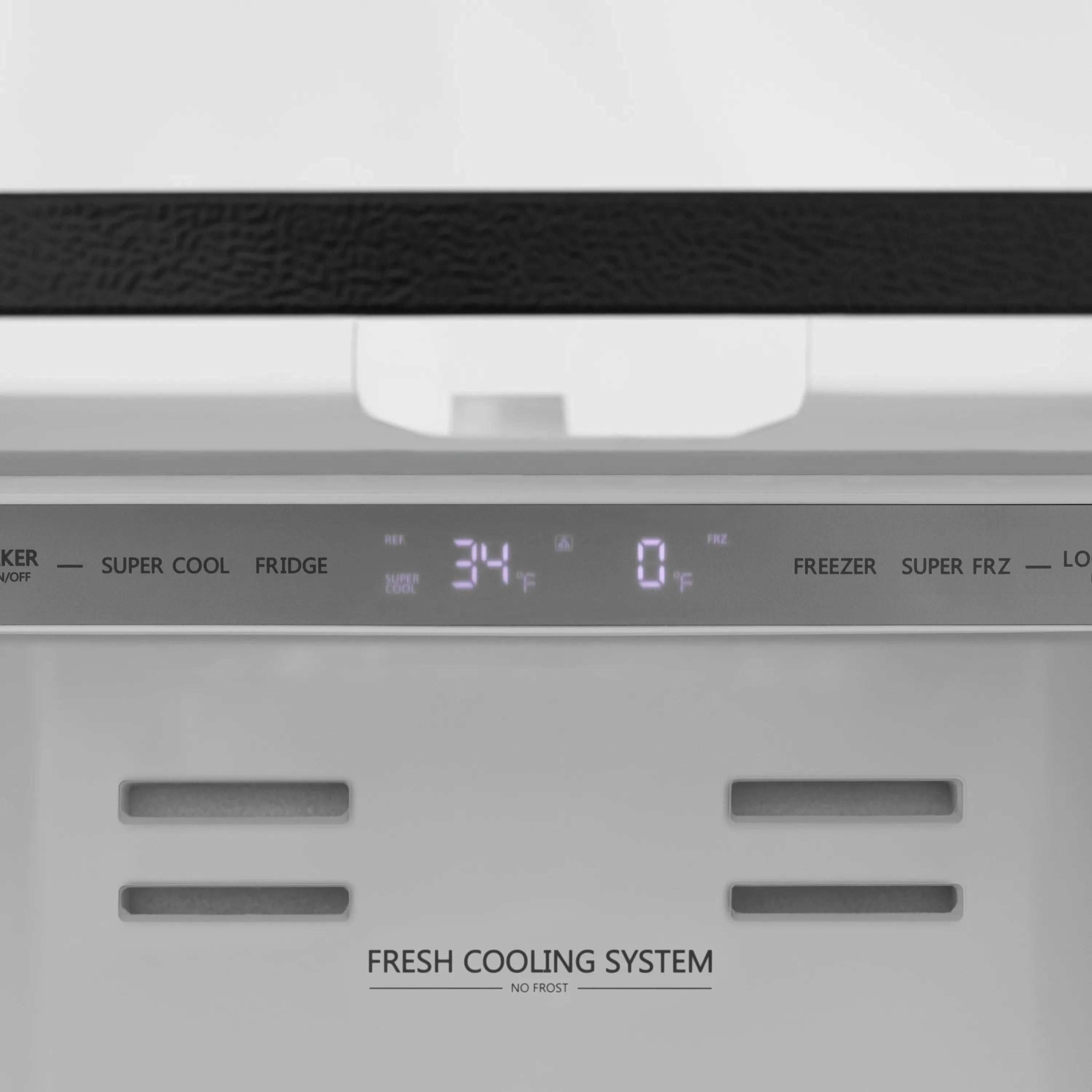 Refrigerator fresh cooling system control panel with temperature display area