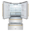 ZLINE 3-Piece Appliance Package - 48-Inch Gas Range, Refrigerator, and Dishwasher in Stainless Steel with Gold Accents