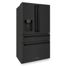ZLINE 4-Piece Appliance Package - 36-Inch Dual Fuel Range, Hood, Refrigerator with Water Dispenser, and Dishwasher in Black Stainless Steel