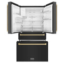 ZLINE 4-Piece Appliance Package - 30-Inch Dual Fuel Range, Hood, Refrigerator with Water Dispenser, and Dishwasher in Black Stainless Steel with Champagne Bronze Accents