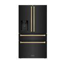 ZLINE 3-Piece Appliance Package - 30-Inch Dual Fuel Range, Refrigerator with Water Dispenser, and Dishwasher in Black Stainless Steel with Champagne Bronze Accents