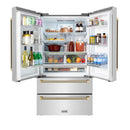 ZLINE Autograph 36-Inch Counter-Depth Refrigerator in Stainless Steel and Bronze Helix Handles (RFMZ-36-KCB)