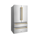 ZLINE Autograph 36-Inch Counter-Depth Refrigerator in Stainless Steel and Gold Helix Handles (RFMZ-36-KG)