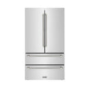 ZLINE Autograph 36-Inch Counter-Depth Refrigerator in Stainless Steel and Nickel Helix Handles (RFMZ-36-KPN)