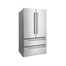 ZLINE Autograph 36-Inch Counter-Depth Refrigerator in Stainless Steel and Nickel Helix Handles (RFMZ-36-KPN)
