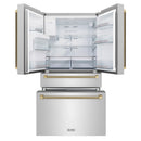 ZLINE Autograph 36-Inch Stainless Counter-Depth Fridge w/ Water Dispenser & Bronze Helix Handles (RFMZ-W-36-KCB)