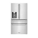 ZLINE Autograph 36-Inch Stainless Counter-Depth Fridge w/ Water Dispenser & Nickel Helix Handles (RFMZ-W-36-KPN)