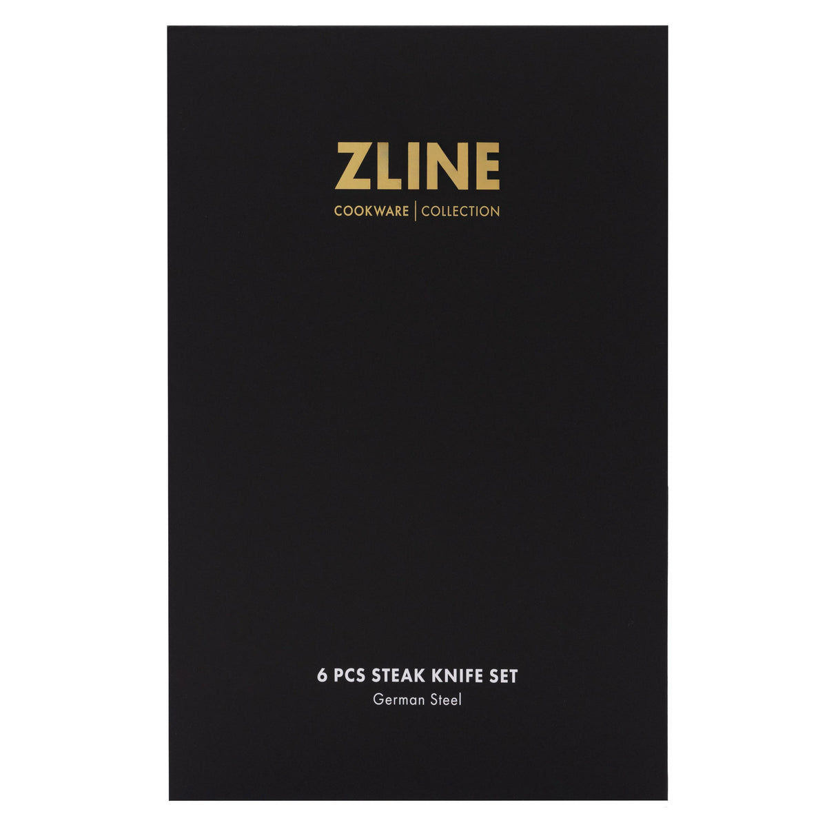Back view of black ZLINE steak knife set box