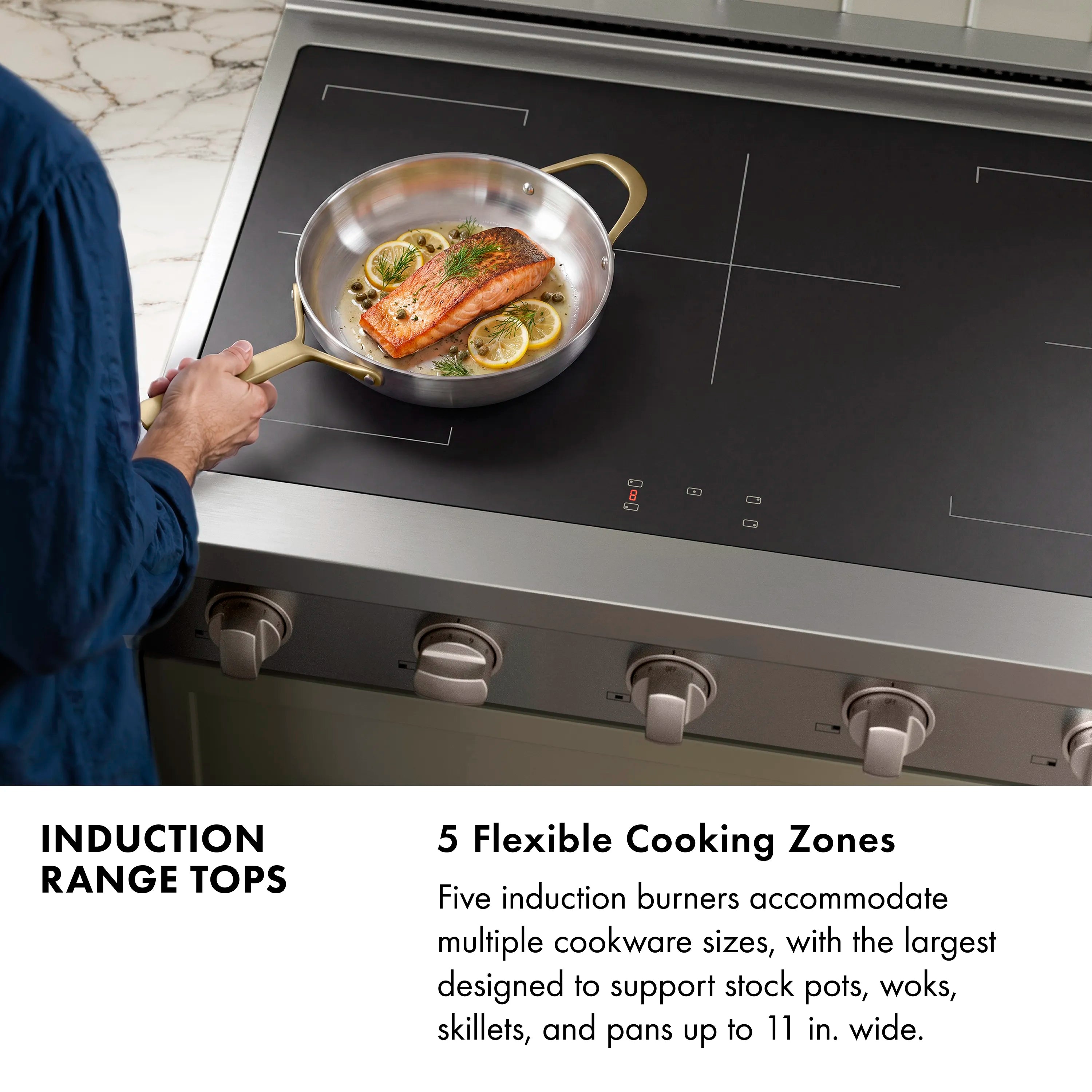 ZLINE Autograph Edition 36-Inch Paramount Induction Rangetop with 5 Element Cooktop in Satin Stainless Steel and Matte Black Accents (SINRTSZ-36-MB)