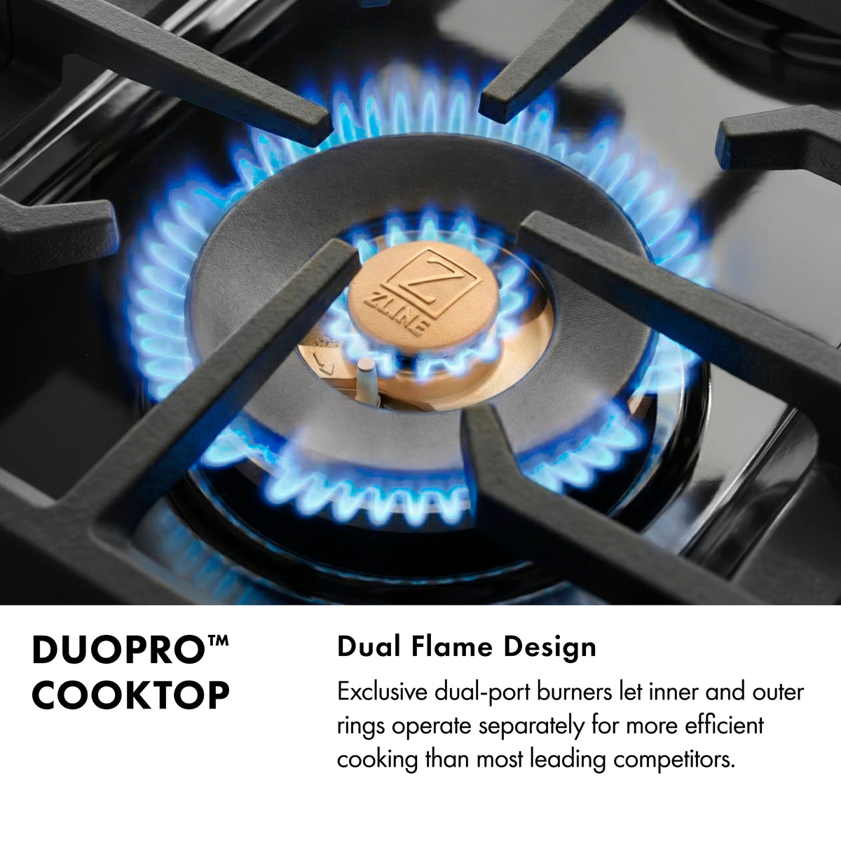 Dual-flame gas burner with blue inner and outer rings
