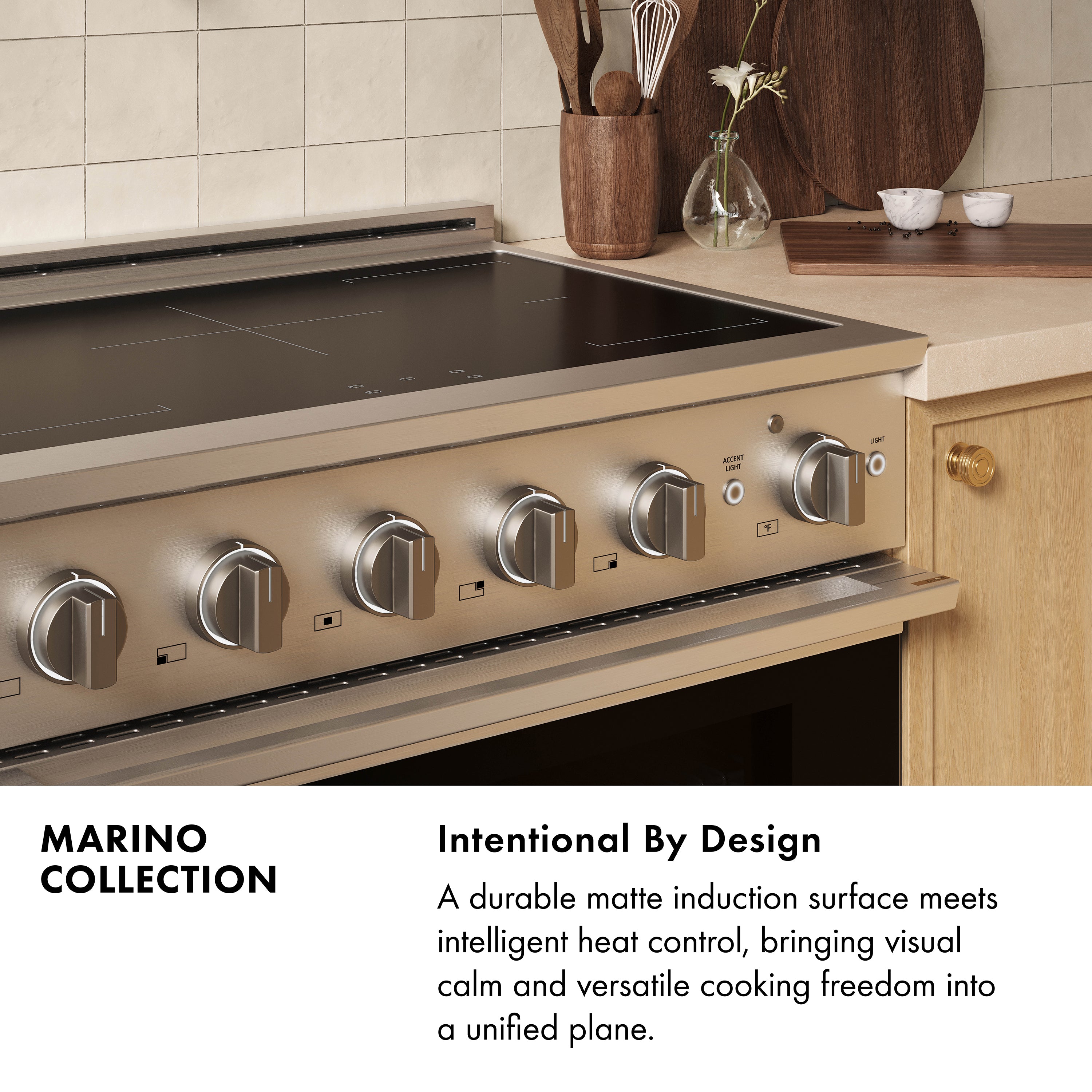 ZLINE Autograph Edition 30-Inch 4.2 cu. ft. Marino Induction Range with 4 Element Cooktop and Electric Convection Oven in Satin Stainless Steel with Matte Black Accents (MINRSZ-30-MB)