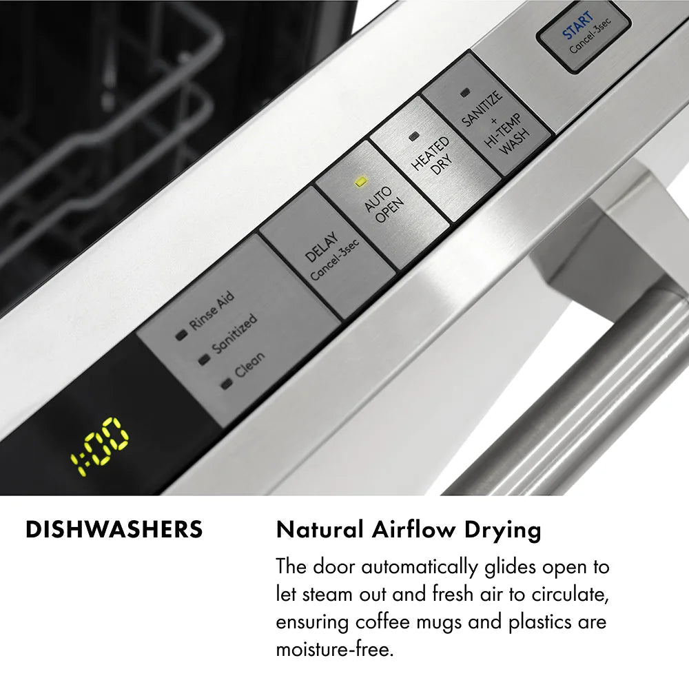 ZLINE 24-Inch Monument Series 3rd Rack Top Touch Control Dishwasher in Stainless Steel with Stainless Steel Tub, 44dBa (DWMT-304-24)
