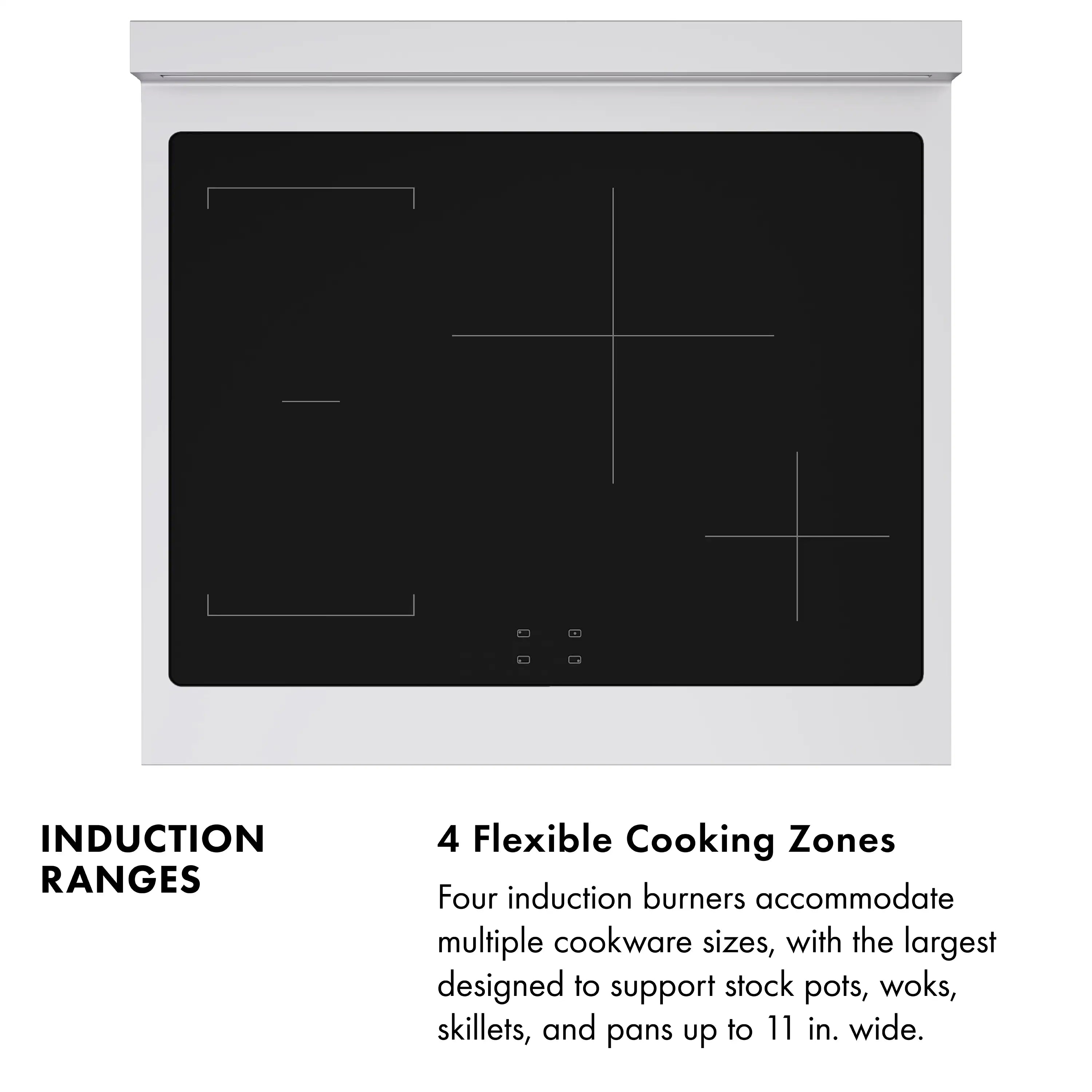 Induction cooktop with black glass surface and touch control panel on stainless frame