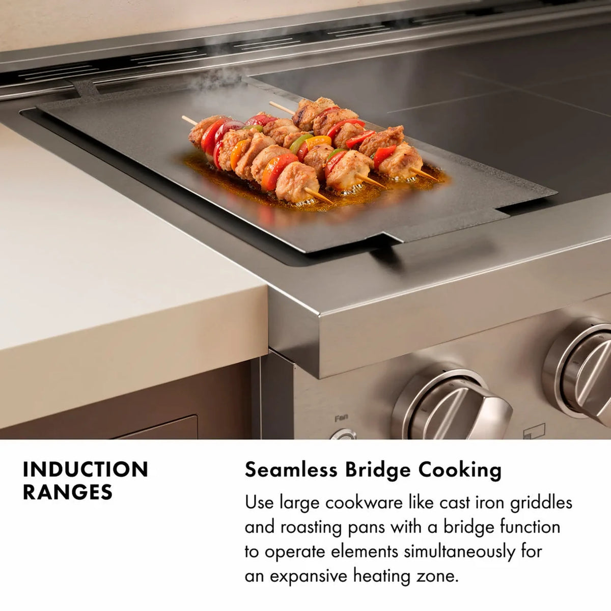 ZLINE Autograph Edition 48-Inch Paramount Induction Range with 7 Element Cooktop and 6.7 Cu. Ft. Electric Double Oven in Stainless Steel with Champagne Bronze Accents (SINRZ-48-CB)