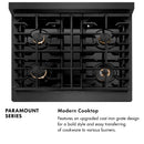 ZLINE Designer 30-Inch 4.2 Cu. Ft. Paramount Gas Range with 4 Burner Cooktop in Black Satin with Black and Champagne Bronze Helix Handle (SGRBSZ-30-MBCB)