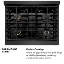 ZLINE 30-Inch 4.2 Cu. Ft. Paramount Dual Fuel Range with Gas Cooktop in Black Satin Stainless Steel with 4 Brass Burners (SDRBS-BR-30)