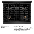 ZLINE Autograph 30-Inch 4.2 Cu. Ft. Paramount Gas Range with 4 Burner Cooktop in Black Satin and Champagne Accents (SGRBSZ-30-CB)