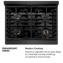 ZLINE 30-Inch 4.2 Cu. Ft. Paramount Gas Range with 4 Burner Cooktop and Convection Gas Oven in Black Satin (SGRBS-30)