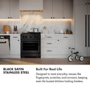 ZLINE Designer 30-Inch 4.2 Cu. Ft. Paramount Gas Range with 4 Burner Cooktop in Black Satin with Black and Champagne Bronze Helix Handle (SGRBSZ-30-MBCB)
